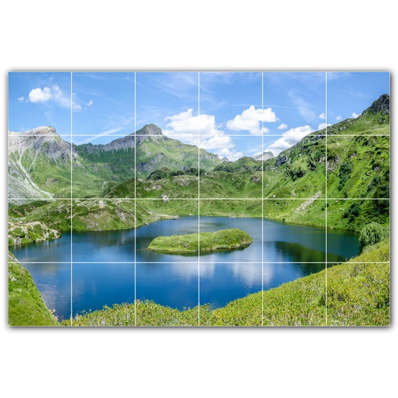 Picture-Tiles.com: Lakes Ceramic Tile Wall Mural WAL500795-64L. 48"W x 32"H using (24) 8" x 8" Ceramic Tiles-Satin Finish