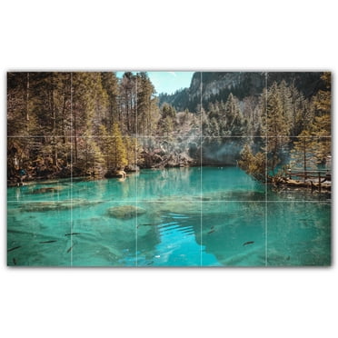 Picture-Tiles.com: Lakes Ceramic Tile Wall Mural WAL500808-53S. 21.25"W x 12.75"H using (15) 4.25" x 4.25" Ceramic Tiles-Satin Finish