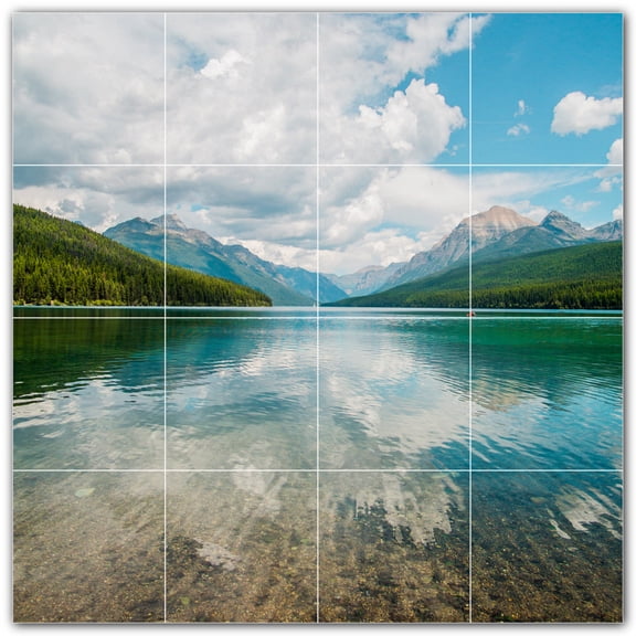 Picture-Tiles.com: Lakes Ceramic Tile Wall Mural WAL500814-44L. 32"W x 32"H using (16) 8" x 8" Ceramic Tiles-Satin Finish