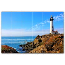 Picture-Tiles.com: Lighthouse Ceramic Tile Wall Mural WAL500824-64L. 48"W x 32"H using (24) 8" x 8" Ceramic Tiles-Satin Finish