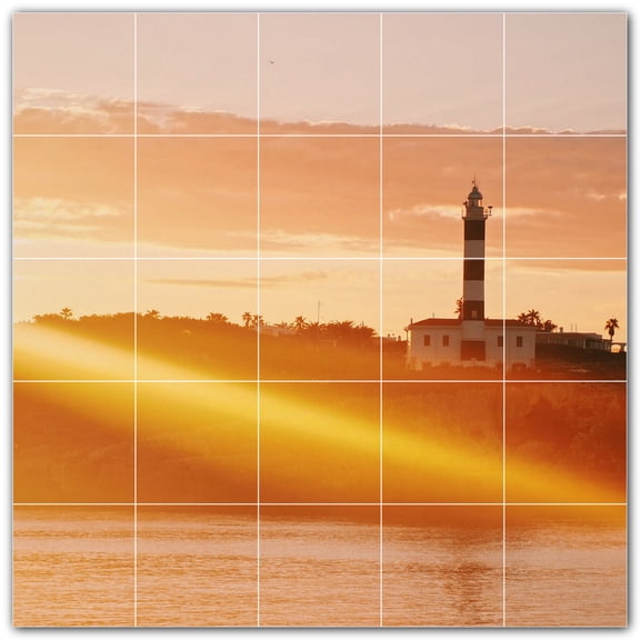 Picture-Tiles.com: Lighthouse Ceramic Tile Wall Mural WAL500825-55L. 40"W x 40"H using (25) 8" x 8" Ceramic Tiles-Satin Finish