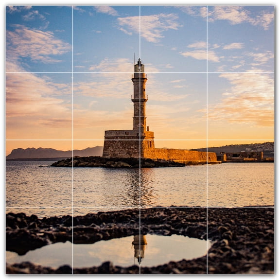 Picture-Tiles.com: Lighthouse Ceramic Tile Wall Mural WAL500826-44L. 32"W x 32"H using (16) 8" x 8" Ceramic Tiles-Satin Finish