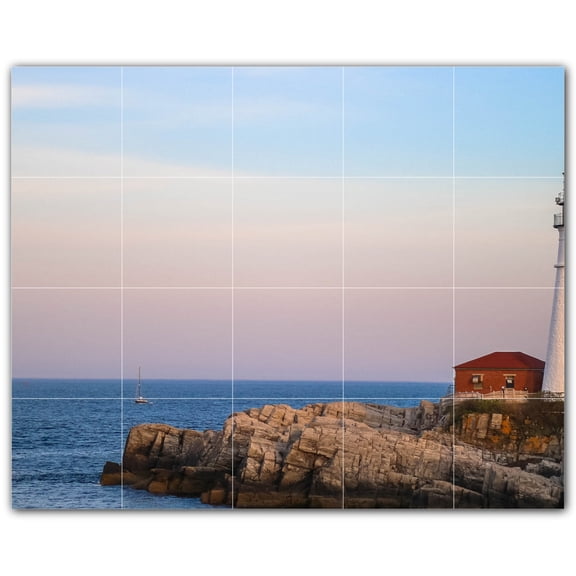 Picture-Tiles.com: Lighthouse Ceramic Tile Wall Mural WAL500832-54L. 40"W x 32"H using (20) 8" x 8" Ceramic Tiles-Satin Finish