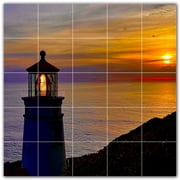 Picture-Tiles.com Lighthouse Ceramic Tile Wall Mural WAL500832-55S. 21.25"W x 21.25"H using 25 4.25" x 4.25" Ceramic Tiles-Satin Finish