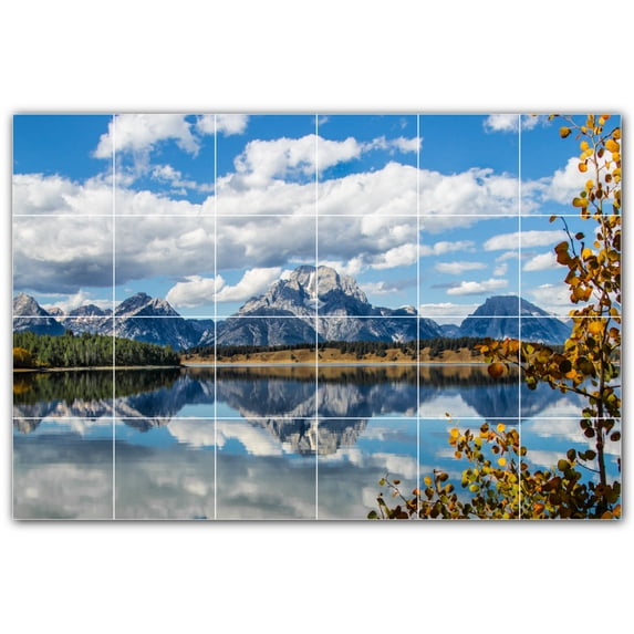 Picture-Tiles.com: Mountains Ceramic Tile Wall Mural WAL500847-64L. 48"W x 32"H using (24) 8" x 8" Ceramic Tiles-Satin Finish