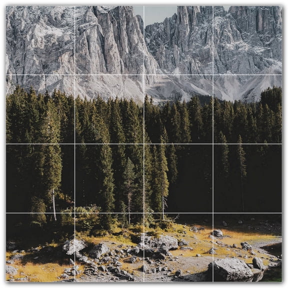 Picture-Tiles.com: Mountains Ceramic Tile Wall Mural WAL500863-44XL. 48"W x 48"H using (16) 12" x 12" Ceramic Tiles-Satin Finish