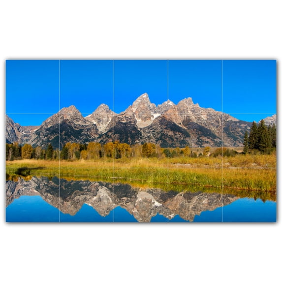 Picture-Tiles.com: Mountains Ceramic Tile Wall Mural WAL500865-53M. 30"W x 18"H using (15) 6" x 6" Ceramic Tiles-Satin Finish