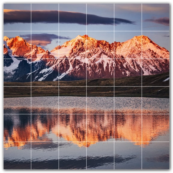 Picture-Tiles.com: Mountains Ceramic Tile Wall Mural WAL500873-66M. 36"W x 36"H using (36) 6" x 6" Ceramic Tiles-Satin Finish