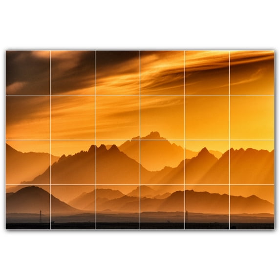 Picture-Tiles.com: Mountains Ceramic Tile Wall Mural WAL500885-64XL. 72"W x 48"H using (24) 12" x 12" Ceramic Tiles-Satin Finish