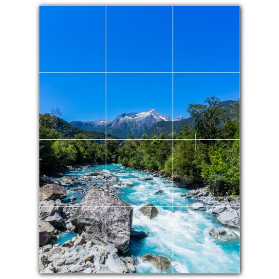 Picture-Tiles.com: River Ceramic Tile Wall Mural WAL500893-34L. 24"W x 32"H using (12) 8" x 8" Ceramic Tiles-Satin Finish