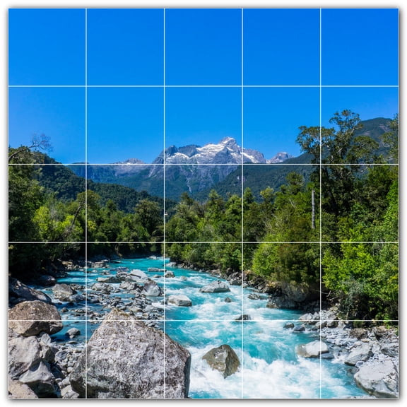 Picture-Tiles.com: River Ceramic Tile Wall Mural WAL500893-55M. 30"W x 30"H using (25) 6" x 6" Ceramic Tiles-Satin Finish