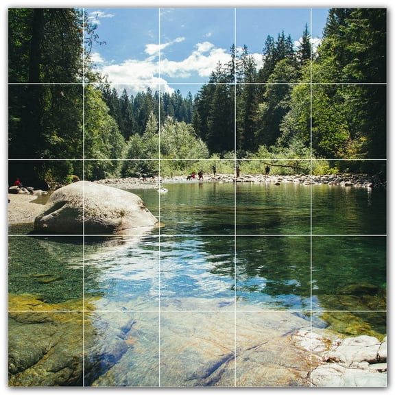 Picture-Tiles.com: River Ceramic Tile Wall Mural WAL500897-55M. 30"W x 30"H using (25) 6" x 6" Ceramic Tiles-Satin Finish