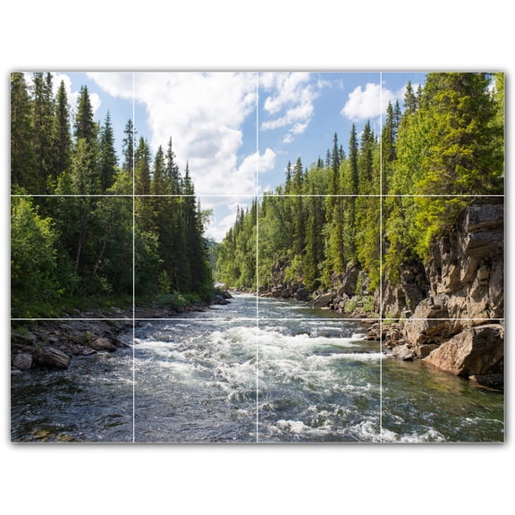 Picture-Tiles.com: River Ceramic Tile Wall Mural WAL500898-43S. 17"W x 12.75"H using (12) 4.25" x 4.25" Ceramic Tiles-Satin Finish