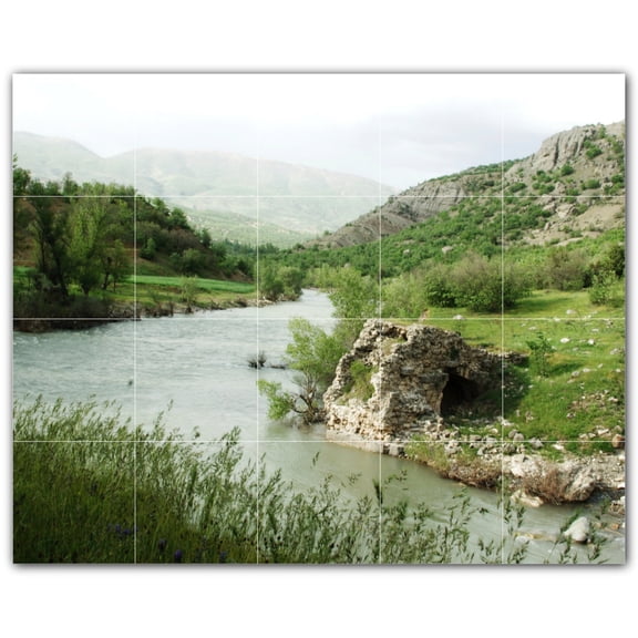 Picture-Tiles.com: River Ceramic Tile Wall Mural WAL500900-54M. 30"W x 24"H using (20) 6" x 6" Ceramic Tiles-Satin Finish