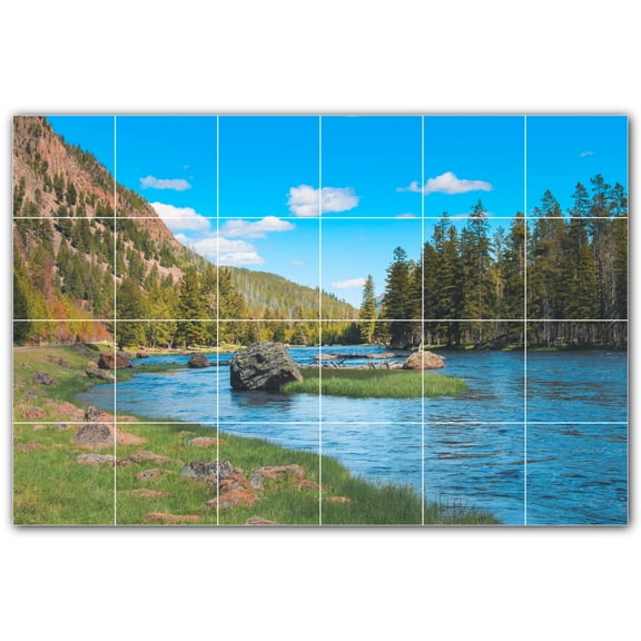Picture-Tiles.com: River Ceramic Tile Wall Mural WAL500901-64M. 36"W x 24"H using (24) 6" x 6" Ceramic Tiles-Satin Finish