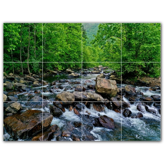 Picture-Tiles.com: River Ceramic Tile Wall Mural WAL500902-43M. 24"W x 18"H using (12) 6" x 6" Ceramic Tiles-Satin Finish