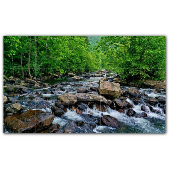 Picture-Tiles.com: River Ceramic Tile Wall Mural WAL500902-53M. 30"W x 18"H using (15) 6" x 6" Ceramic Tiles-Satin Finish