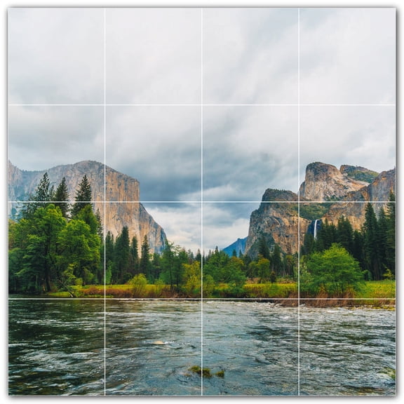 Picture-Tiles.com: River Ceramic Tile Wall Mural WAL500903-44S. 17"W x 17"H using (16) 4.25" x 4.25" Ceramic Tiles-Satin Finish