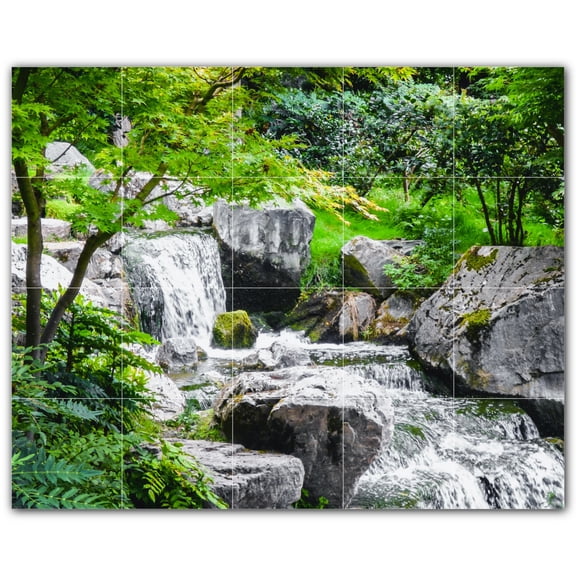 Picture-Tiles.com: River Ceramic Tile Wall Mural WAL500907-54XL. 60"W x 48"H using (20) 12" x 12" Ceramic Tiles-Satin Finish