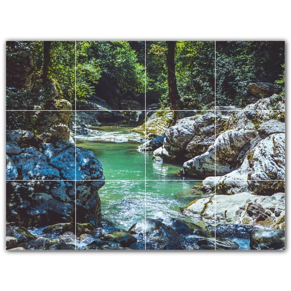Picture-Tiles.com: River Ceramic Tile Wall Mural WAL500910-43XL. 48"W x 36"H using (12) 12" x 12" Ceramic Tiles-Satin Finish