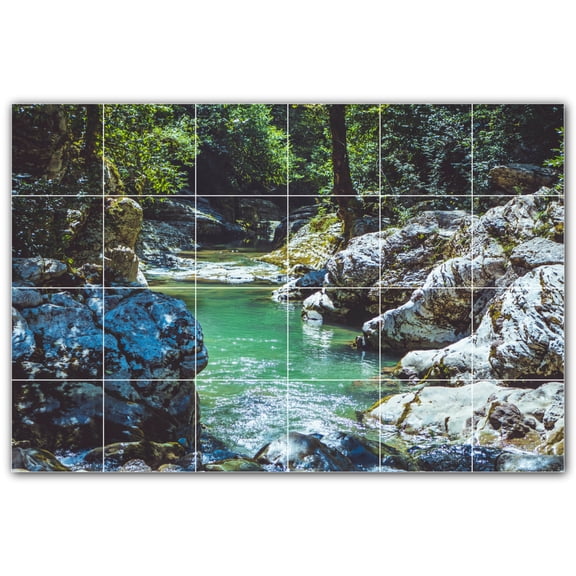Picture-Tiles.com: River Ceramic Tile Wall Mural WAL500910-64S. 25.5"W x 17"H using (24) 4.25" x 4.25" Ceramic Tiles-Satin Finish