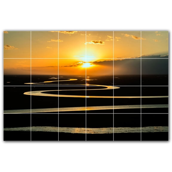 Picture-Tiles.com: River Ceramic Tile Wall Mural WAL500911-64S. 25.5"W x 17"H using (24) 4.25" x 4.25" Ceramic Tiles-Satin Finish