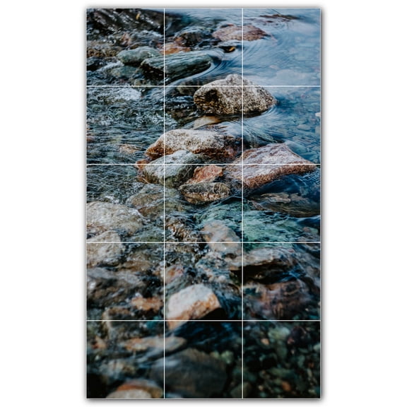Picture-Tiles.com: River Ceramic Tile Wall Mural WAL500913-35S. 12.75"W x 21.25"H using (15) 4.25" x 4.25" Ceramic Tiles-Satin Finish