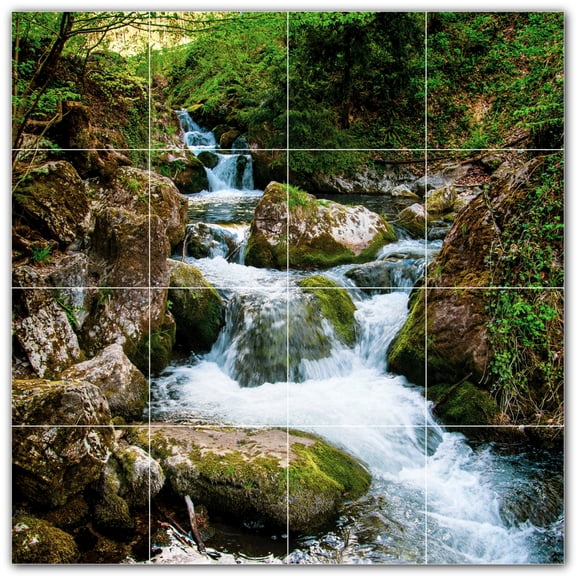 Picture-Tiles.com: River Ceramic Tile Wall Mural WAL500916-44M. 24"W x 24"H using (16) 6" x 6" Ceramic Tiles-Satin Finish