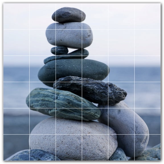 Picture-Tiles.com: Rocks Ceramic Tile Wall Mural WAL500924-66S. 25.5"W x 25.5"H using (36) 4.25" x 4.25" Ceramic Tiles-Satin Finish