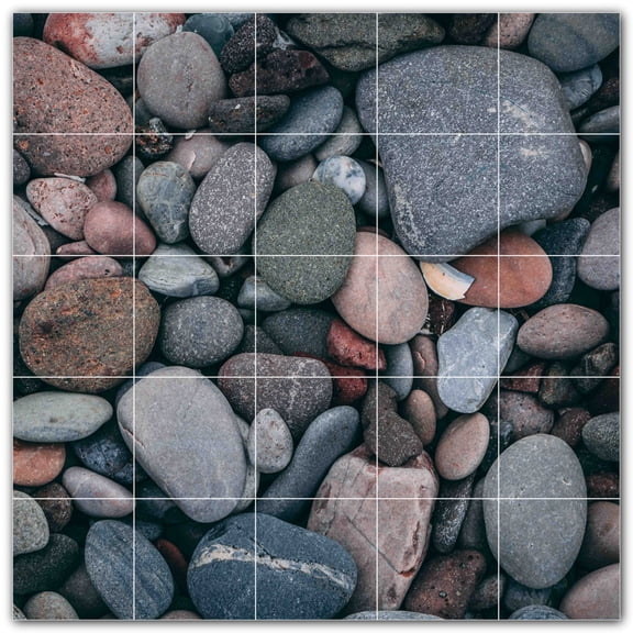 Picture-Tiles.com: Rocks Ceramic Tile Wall Mural WAL500925-55XL. 60"W x 60"H using (25) 12" x 12" Ceramic Tiles-Satin Finish