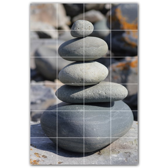 Picture-Tiles.com: Rocks Ceramic Tile Wall Mural WAL500926-46M. 24"W x 36"H using (24) 6" x 6" Ceramic Tiles-Satin Finish