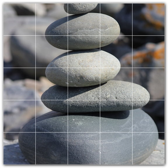 Picture-Tiles.com: Rocks Ceramic Tile Wall Mural WAL500926-55S. 21.25"W x 21.25"H using (25) 4.25" x 4.25" Ceramic Tiles-Satin Finish