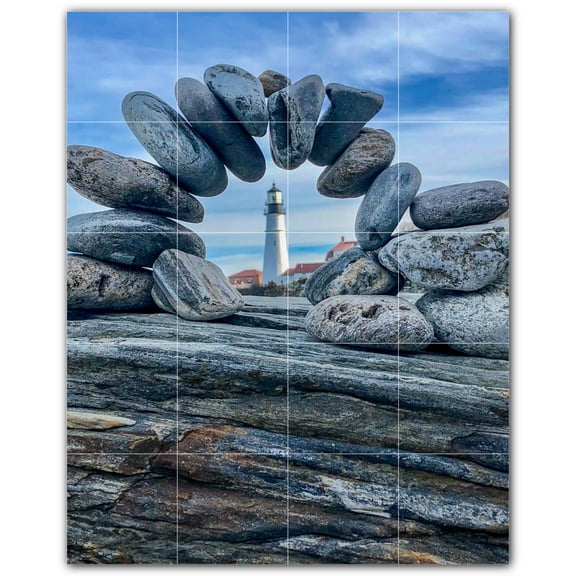 Picture-Tiles.com: Rocks Ceramic Tile Wall Mural WAL500929-45S. 17"W x 21.25"H using (20) 4.25" x 4.25" Ceramic Tiles-Satin Finish