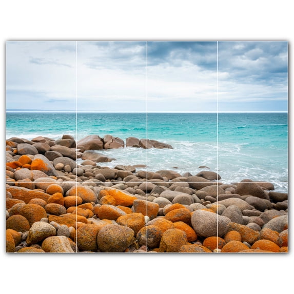 Picture-Tiles.com: Rocks Ceramic Tile Wall Mural WAL500930-43S. 17"W x 12.75"H using (12) 4.25" x 4.25" Ceramic Tiles-Satin Finish