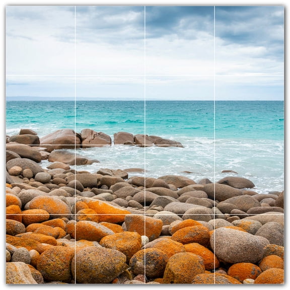 Picture-Tiles.com: Rocks Ceramic Tile Wall Mural WAL500930-44L. 32"W x 32"H using (16) 8" x 8" Ceramic Tiles-Satin Finish