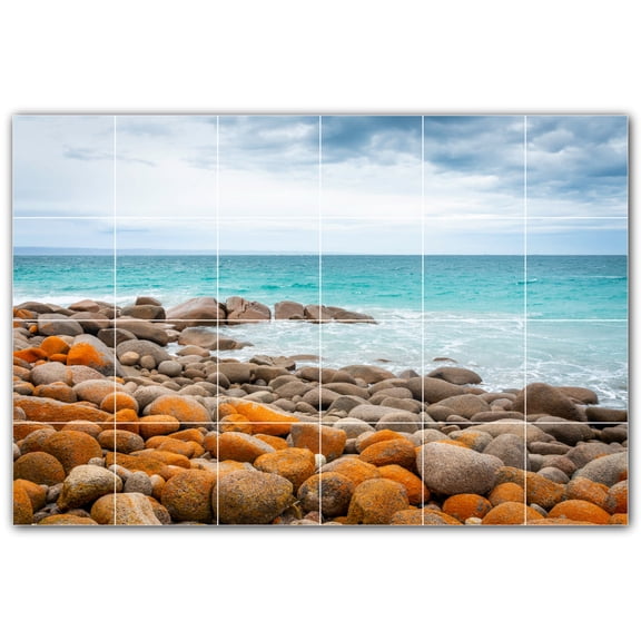 Picture-Tiles.com: Rocks Ceramic Tile Wall Mural WAL500930-64S. 25.5"W x 17"H using (24) 4.25" x 4.25" Ceramic Tiles-Satin Finish