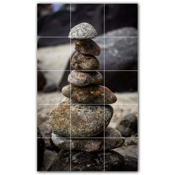 Picture-Tiles.com: Rocks Ceramic Tile Wall Mural WAL500931-35L. 24"W x 40"H using (15) 8" x 8" Ceramic Tiles-Satin Finish