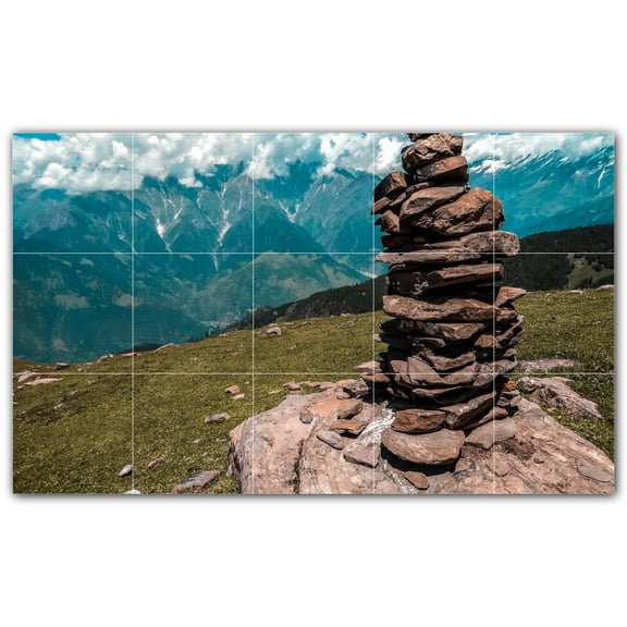 Picture-Tiles.com: Rocks Ceramic Tile Wall Mural WAL500933-53L. 40"W x 24"H using (15) 8" x 8" Ceramic Tiles-Satin Finish