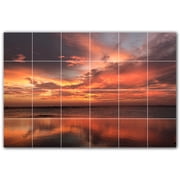 Picture-Tiles.com Sunset Ceramic Tile Wall Mural WAL500960-64S. 25.5W x 17H using 24 4.25 x 4.25 Ceramic Tiles-Satin Finish