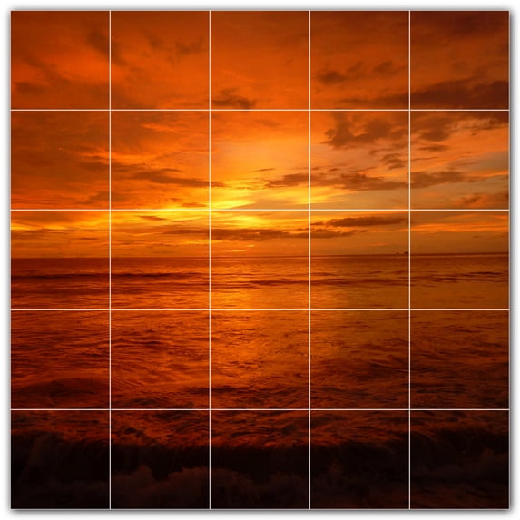 Picture-Tiles.com: Sunset Ceramic Tile Wall Mural WAL500964-55XL. 60"W x 60"H using (25) 12" x 12" Ceramic Tiles-Satin Finish