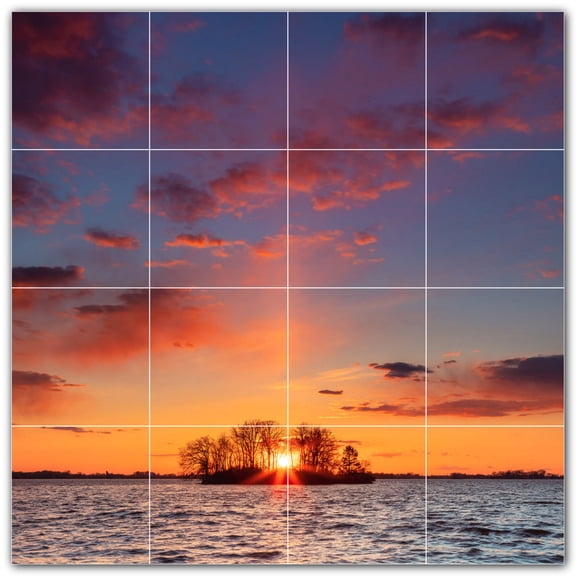 Picture-Tiles.com: Sunset Ceramic Tile Wall Mural WAL500967-44L. 32"W x 32"H using (16) 8" x 8" Ceramic Tiles-Satin Finish