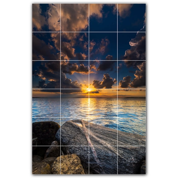 Picture-Tiles.com: Sunset Ceramic Tile Wall Mural WAL500968-46XL. 48"W x 72"H using (24) 12" x 12" Ceramic Tiles-Satin Finish