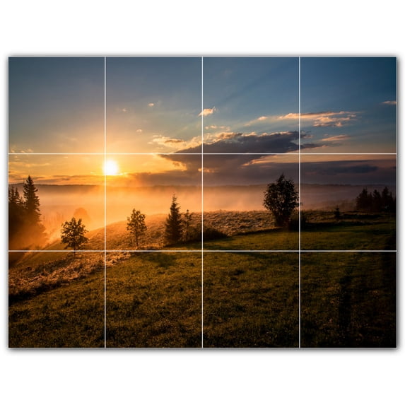 Picture-Tiles.com: Sunset Ceramic Tile Wall Mural WAL500969-43XL. 48"W x 36"H using (12) 12" x 12" Ceramic Tiles-Satin Finish