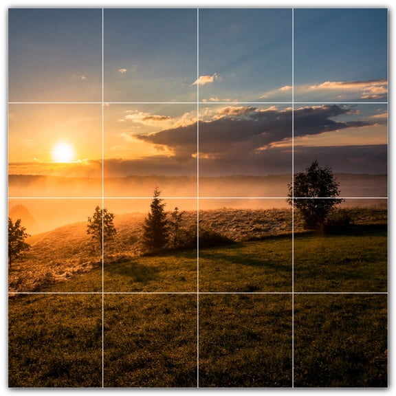 Picture-Tiles.com: Sunset Ceramic Tile Wall Mural WAL500969-44S. 17"W x 17"H using (16) 4.25" x 4.25" Ceramic Tiles-Satin Finish
