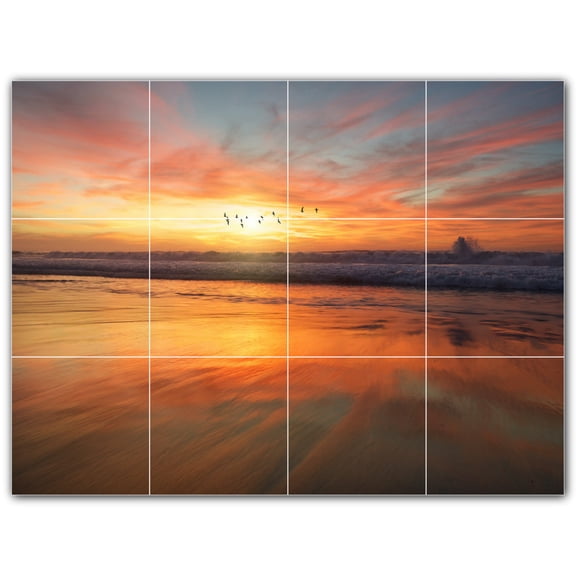 Picture-Tiles.com: Sunset Ceramic Tile Wall Mural WAL500971-43M. 24"W x 18"H using (12) 6" x 6" Ceramic Tiles-Satin Finish