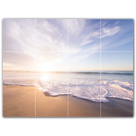 Picture-Tiles.com: Sunset Ceramic Tile Wall Mural WAL500972-43L. 32"W x 24"H using (12) 8" x 8" Ceramic Tiles-Satin Finish