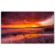 Picture-Tiles.com Sunset Ceramic Tile Wall Mural WAL500979-53L. 40"W x 24"H using 15 8" x 8" Ceramic Tiles-Satin Finish
