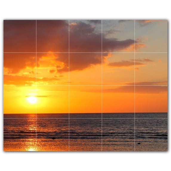 Picture-Tiles.com: Sunset Ceramic Tile Wall Mural WAL500981-54M. 30"W x 24"H using (20) 6" x 6" Ceramic Tiles-Satin Finish