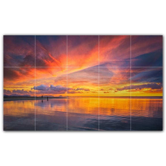 Picture-Tiles.com: Sunset Ceramic Tile Wall Mural WAL500986-53XL. 60"W x 36"H using (15) 12" x 12" Ceramic Tiles-Satin Finish