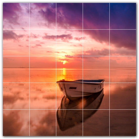 Picture-Tiles.com: Sunset Ceramic Tile Wall Mural WAL500989-55XL. 60"W x 60"H using (25) 12" x 12" Ceramic Tiles-Satin Finish
